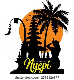 Vector Illustration design of Nyepi Day in Bali and Hindu New Year for background, greeting card and template, Nyepi Day in Bali.