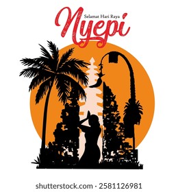 Vector Illustration design of Nyepi Day in Bali and Hindu New Year for background, greeting card and template, Nyepi Day in Bali.