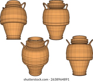 vector illustration design of old clay vase classic vintage ethnic traditional