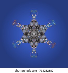 Vector illustration. Design on blue, gray and white colors. Vector winter pattern. Abstract background with Floral Elements.