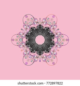 Vector illustration. Design on neutral, gray and pink colors. Vector winter pattern. Abstract background with Floral Elements.