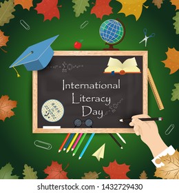 vector illustration design on school theme, international literacy day, back to school, flat style, EPS 10