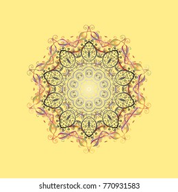 Vector illustration. Design on yellow, gray and neutral colors. Vector winter pattern. Abstract background with Floral Elements.