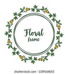 Vector illustration design orange floral frame with background hand drawn