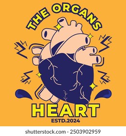 vector illustration design of the organs with a heart in peach and blue colors in a simple style. suitable for logos, icons, posters, advertisements, banners, companies, t-shirt designs, stickers, web