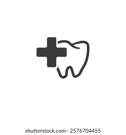 vector illustration design outline of dental care, dental health, dentistry with health sign.