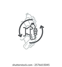 Vector illustration design outline of shaking a bottle by hand.