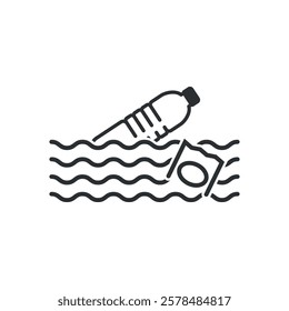 vector illustration design outline of water pollution due to rubbish.