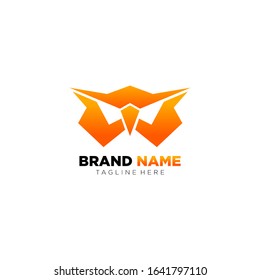 Vector illustration design of an owl head for a brand name