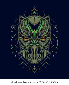 diseño de ilustración vectorial de panther diseño de camiseta de adobe robótica