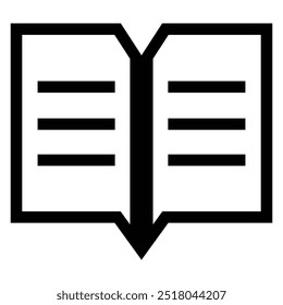 La Ilustración vectorial del diseño de un ícono de papel o libro que se abre se puede ver con una pantalla de 2 hojas con un ícono de párrafo en el interior.