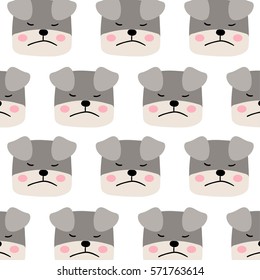 Vector illustration design pattern background of head dog on white color.