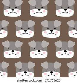 Vector illustration design pattern background of head dog on brown color.