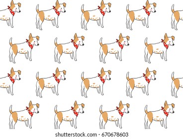Vector illustration design pattern background cute dog on white color.Doodle style.