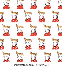 Vector illustration design pattern background cute dog whit sweater polka dot.Doodle style.