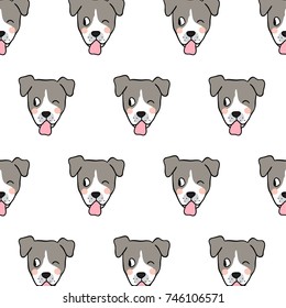 Vector illustration design pattern background head of dog on white color. Draw doodle style.