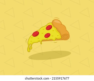 Vector Illustration design, Pizza Logo Template with pepperoni and melted cheese topping