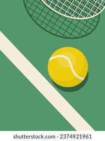 Vector illustration. Design for poster, banner, postcard. Tennis, sport, competition, championship. Background for advertising, wallpaper, vertical banner.