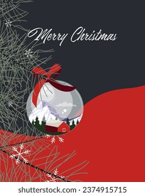 Vector illustration. Design for poster, postcard, banner. New Year Christmas.