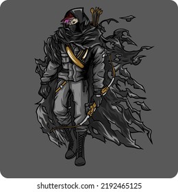 vector illustration design of the prince of darkness armed with a bow