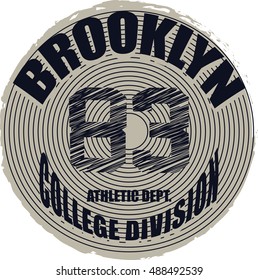 vector illustration for design print T-shirt with an abstract inscription Brooklyn new york USA, stylish geometric graphics. Brooklyn sport, athletic dept. typography, t-shirt graphics, vectors