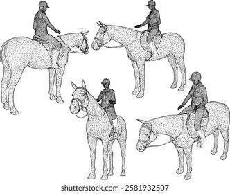 vector illustration design of professional horse rider for jockey competition