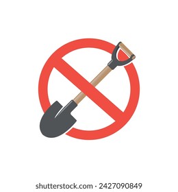 vector illustration design prohibited from using a shovel.