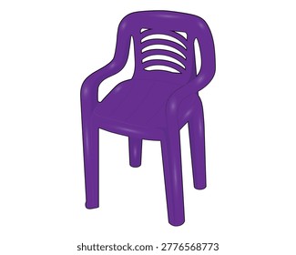 Vector illustration design of a purple plastic chair with an armchair with an isometric angle view, usually found inside the house or on the terrace or outside the house