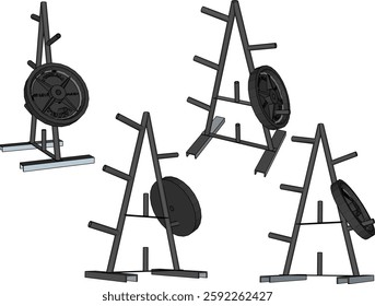 vector illustration of the design of a rack for storing barbells for fitness exercise in the gym