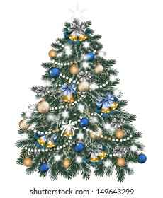 Vector illustration for design with realistic Christmas tree 