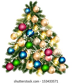 Vector illustration for design with realistic Christmas tree 