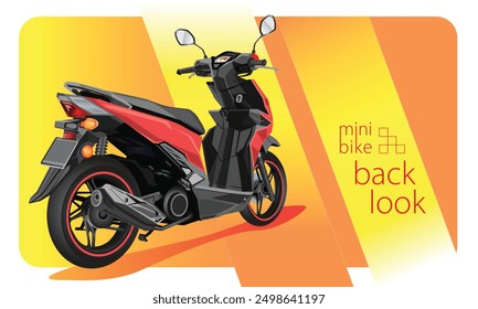 Vector illustration design of a red scooter. The scooter has a small engine capacity and is popular in Indonesia