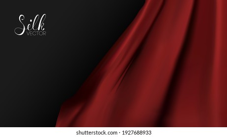 Vector illustration design. Red silk on black background. Luxury background template vector illustration. Award nomination design element. Red Fashion Background.