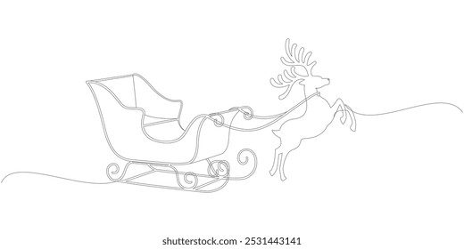 Vector illustration design of reindeer pulling santa claus sleigh