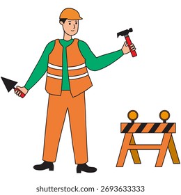 vector illustration design of road project workers

