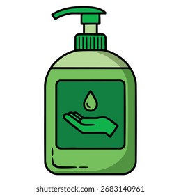 Ilustração vetorial projeto de desinfetante garrafa ícone azul símbolo de higiene de saúde prevenção médica segurança isolado elemento de fundo