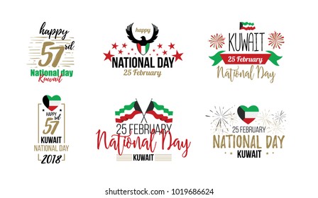 vector illustration. design of the schedule for the holidays of Kuwait. The 25th day is the national holiday, the day of independence. February 26 is the day of liberation of Kuwait.