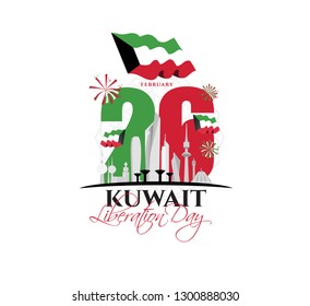 vector illustration. design of the schedule for holidays of Kuwait. 25th happy national day holiday of independence. February 26 is liberation  day of Kuwait.