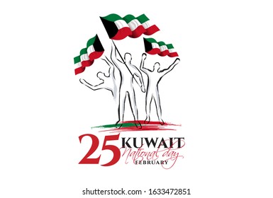 vector illustration. design of the schedule for the holidays of Kuwait. The 25th day is the national holiday, the day of independence.  