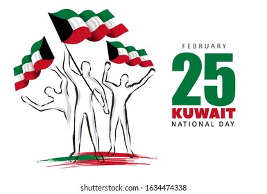 vector illustration. design of the schedule for the holidays of Kuwait. The 25th day is the national holiday, the day of independence. 