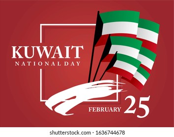 vector illustration. design of the schedule for the holidays of Kuwait. The 25th day is the national holiday, the day of independence. 