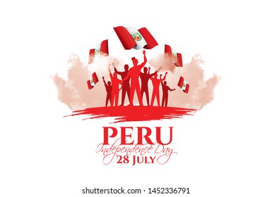 vector illustration. Design schedule for the national holiday of Peru Independence Day on July 28. Flag of Peru and design elements for decoration of posters and advertising posters.
