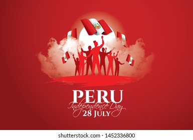 vector illustration. Design schedule for the national holiday of Peru Independence Day on July 28. Flag of Peru and design elements for decoration of posters and advertising posters.