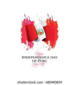 vector illustration. Design schedule for the national holiday of Peru Independence Day on July 28. Flag of Peru and design elements for decoration of posters and advertising posters.