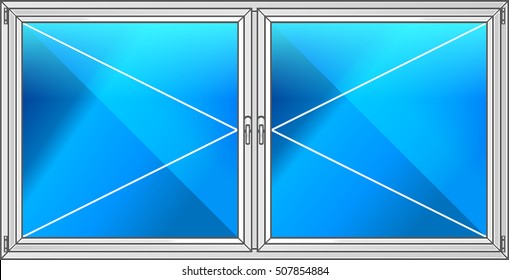 Vector illustration of a design scheme of the plastic window of the building, rooms.