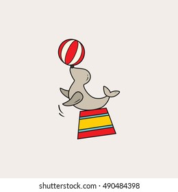 Vector illustration of design Seal circus.