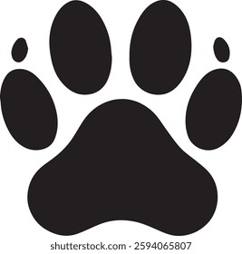 Vector illustration design of a seamless cat paw print pattern in black with nature elements and animal footprints