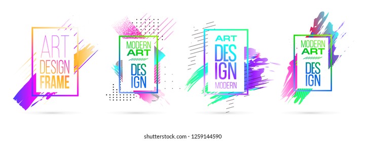 Vector illustration design set. Colorful streaks of paint. modern trendy design for frames. gradient shapes for flyers, posters, covers, presentations.