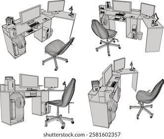 vector illustration design setup of gamer equipment for playing pro player gaming