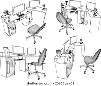 vector illustration design setup of gamer equipment for playing pro player gaming